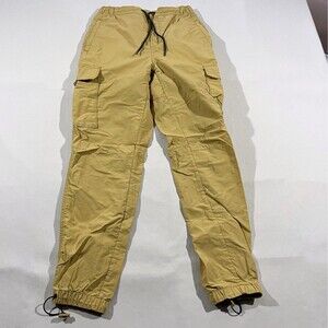 LCKR Pants Mens Tan Joggers Nylon Ripstop Cargo Drawstring Synch Leg Active Sz S
